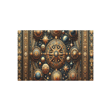 Metal Poster Art | "Byzantine Art Inspired Celestial Body Masterpiece with Intricate Patterns and Gold Accents - Non - Western & Global Styles Collection" - Metal Poster Art 30″ x 20″ (Horizontal) 0.12''