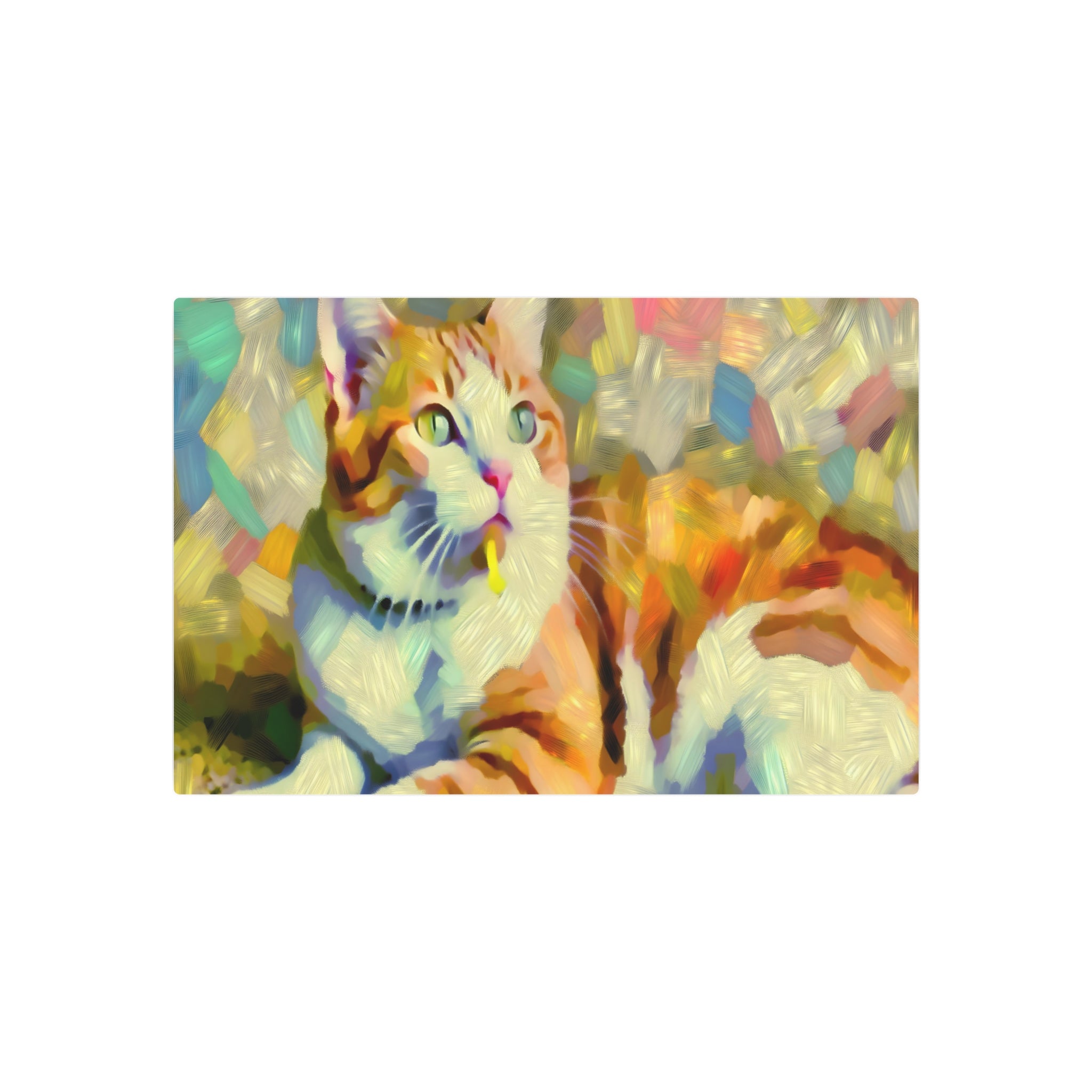 Metal Poster Art | "Impressionist Style Cat Artwork - Western Art Styles, Impressionism Collection" - Metal Poster Art 30″ x 20″ (Horizontal) 0.12''