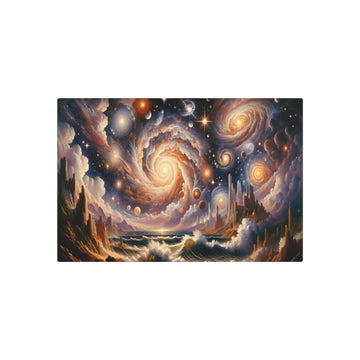 Metal Poster Art | "Romanticism Art Style Masterpiece: Celestial Grandeur - Dramatic Western Art Depicting the Sublime Power of Universe, Stars, - Metal Poster Art 30″ x 20″ (Horizontal) 0.12''