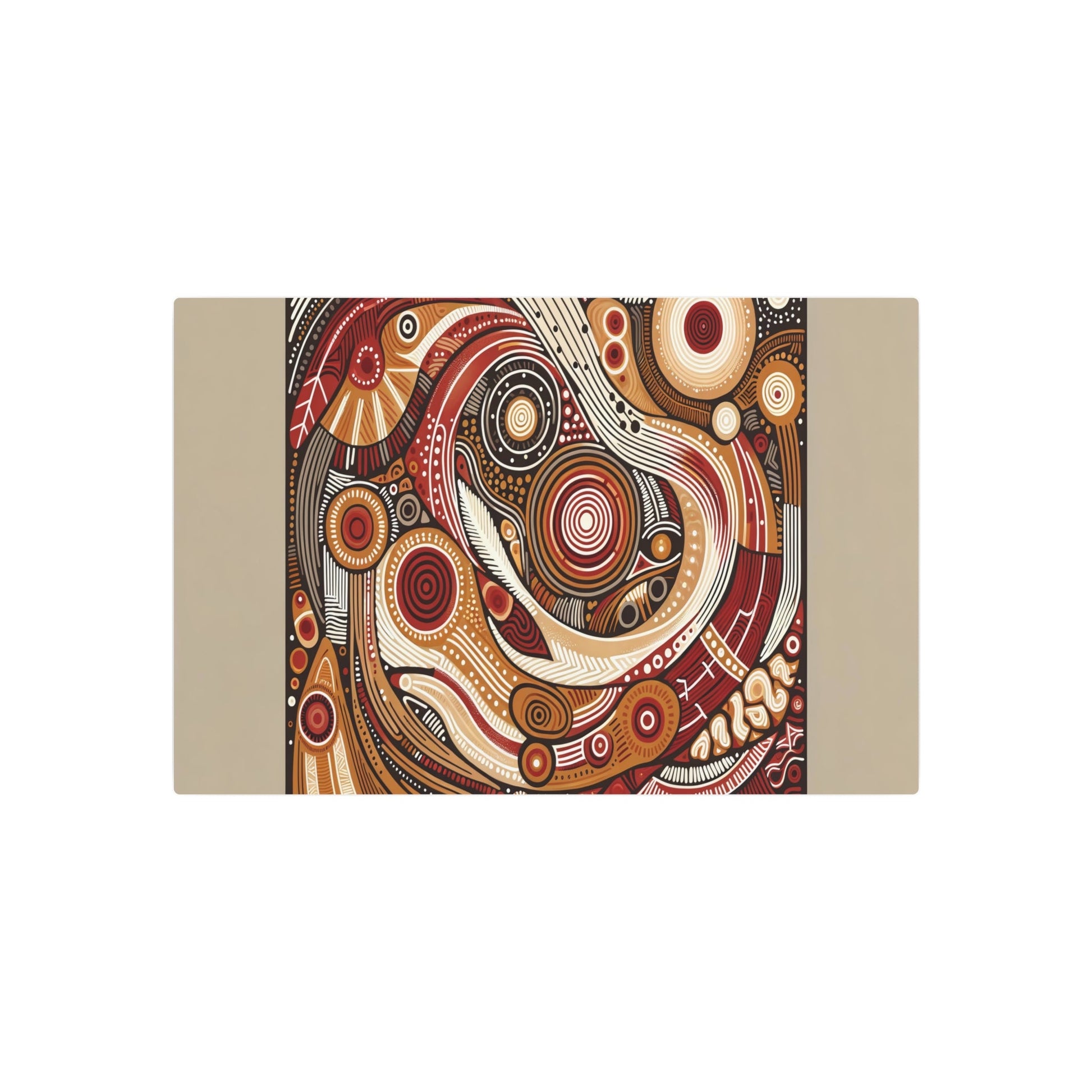 Metal Poster Art | "Aboriginal Art Inspired Drawing in Earthy Tones: Authentic Australian Non - Western Global Art Style" - Metal Poster Art 30″ x 20″ (Horizontal) 0.12''