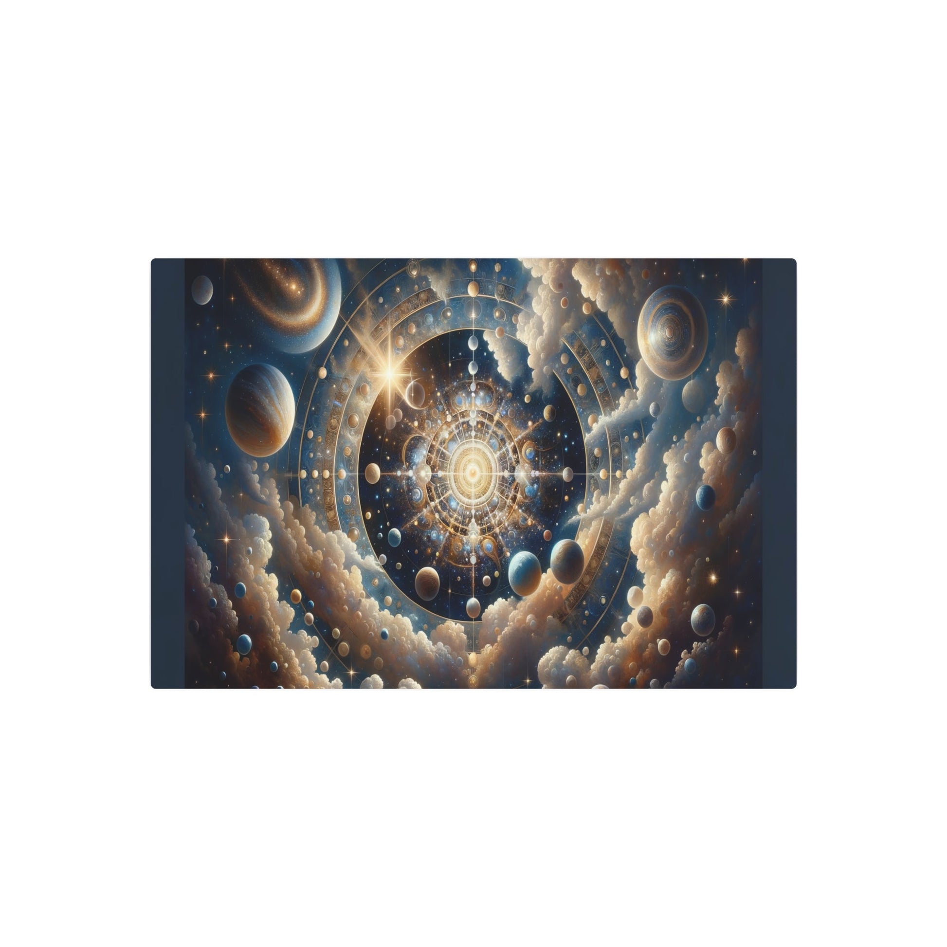 Metal Poster Art | "Neoclassical Celestial Grandeur: Stars and Planets in a Neoclassicism - Style Western Artwork Expressing Ethereal Beauty - Metal Poster Art 30″ x 20″ (Horizontal) 0.12''