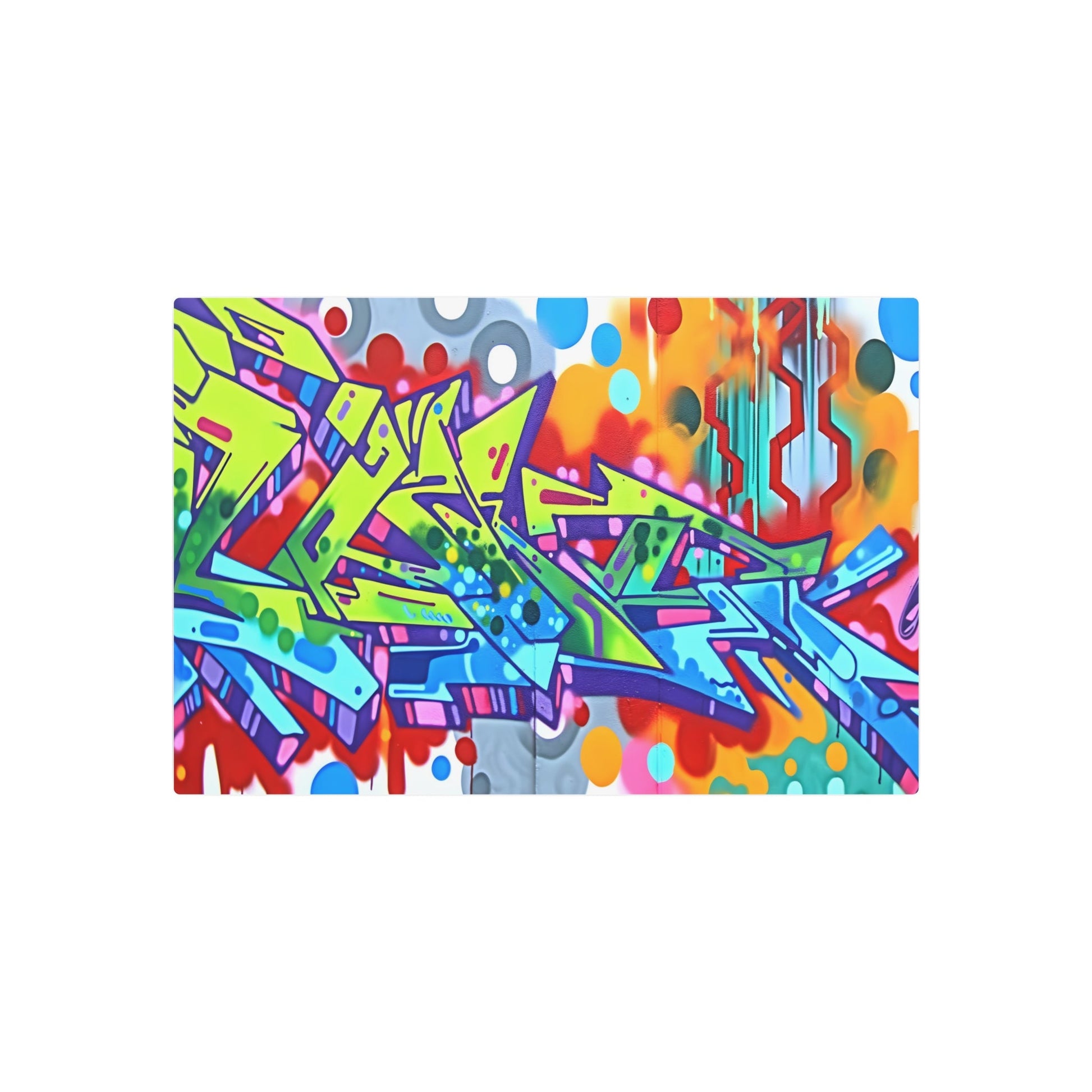 Metal Poster Art | "Vibrant Street Art Mural: Colorful Graffiti Displaying Local Culture - Modern & Contemporary Style" - Metal Poster Art 30″ x 20″ (Horizontal) 0.12''