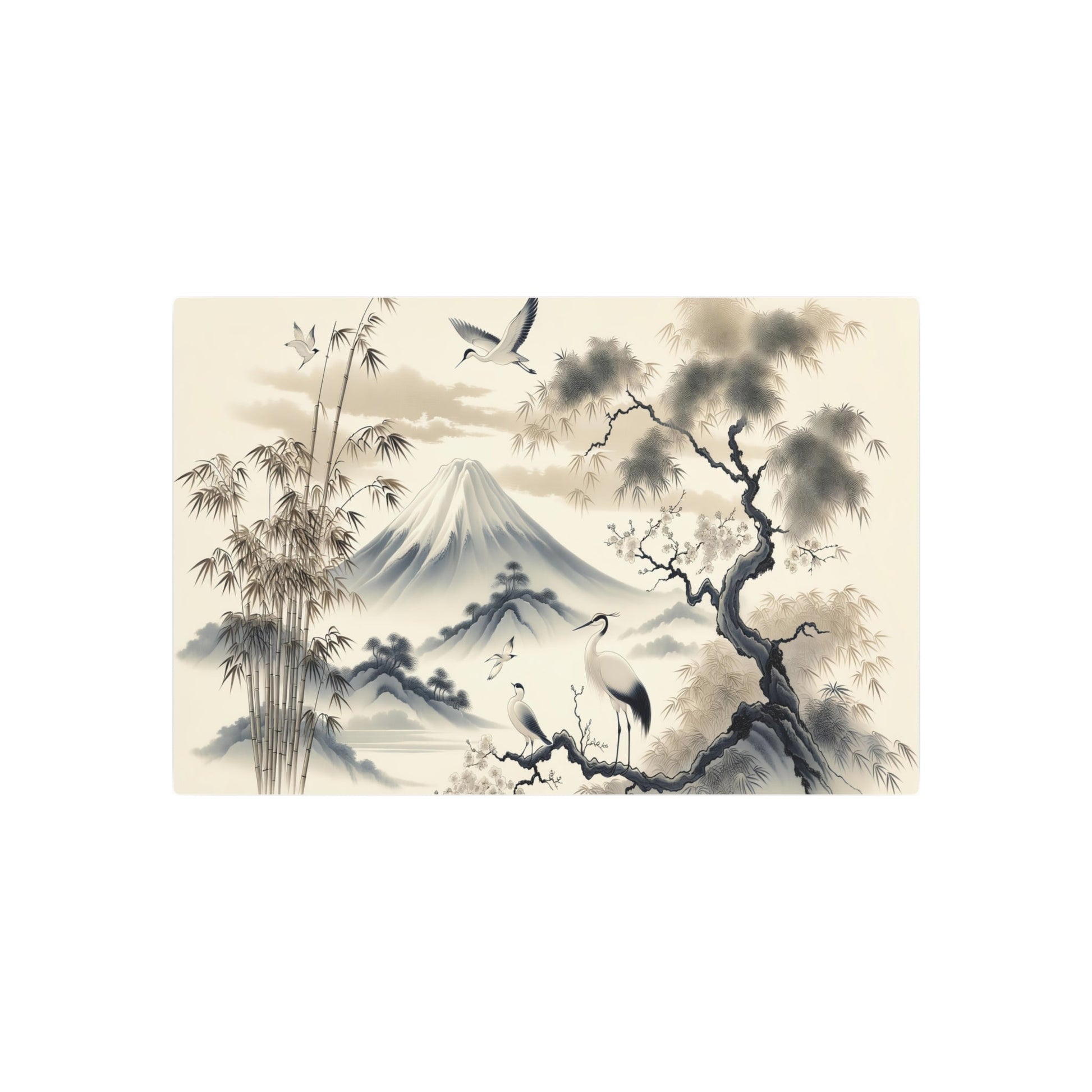 Metal Poster Art | "Traditional Chinese Silk Painting - Authentic Asian Art Styles Masterpiece in Silk Medium" - Metal Poster Art 30″ x 20″ (Horizontal) 0.12''