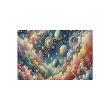 Metal Poster Art | "Rococo Western Art Style - Celestial Bodies Themed Painting Featuring Stars, Planets, and Galaxies" - Metal Poster Art 30″ x 20″ (Horizontal) 0.12''