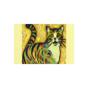 Metal Poster Art | "Modern Pop Art Style Whimsical Cat Image - Bold Lines, Vivid Colors & Patterns - Contemporary Pop Art Cat Illustration in Playful Design - Metal Poster Art 30″ x 20″ (Horizontal) 0.12''