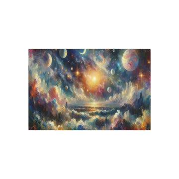 Metal Poster Art | "Impressionist Western Art - Celestial Scenery Painting with Vivid Colors and Thick Strokes featuring Stars, Planets, and Nebulae - Metal Poster Art 30″ x 20″ (Horizontal) 0.12''