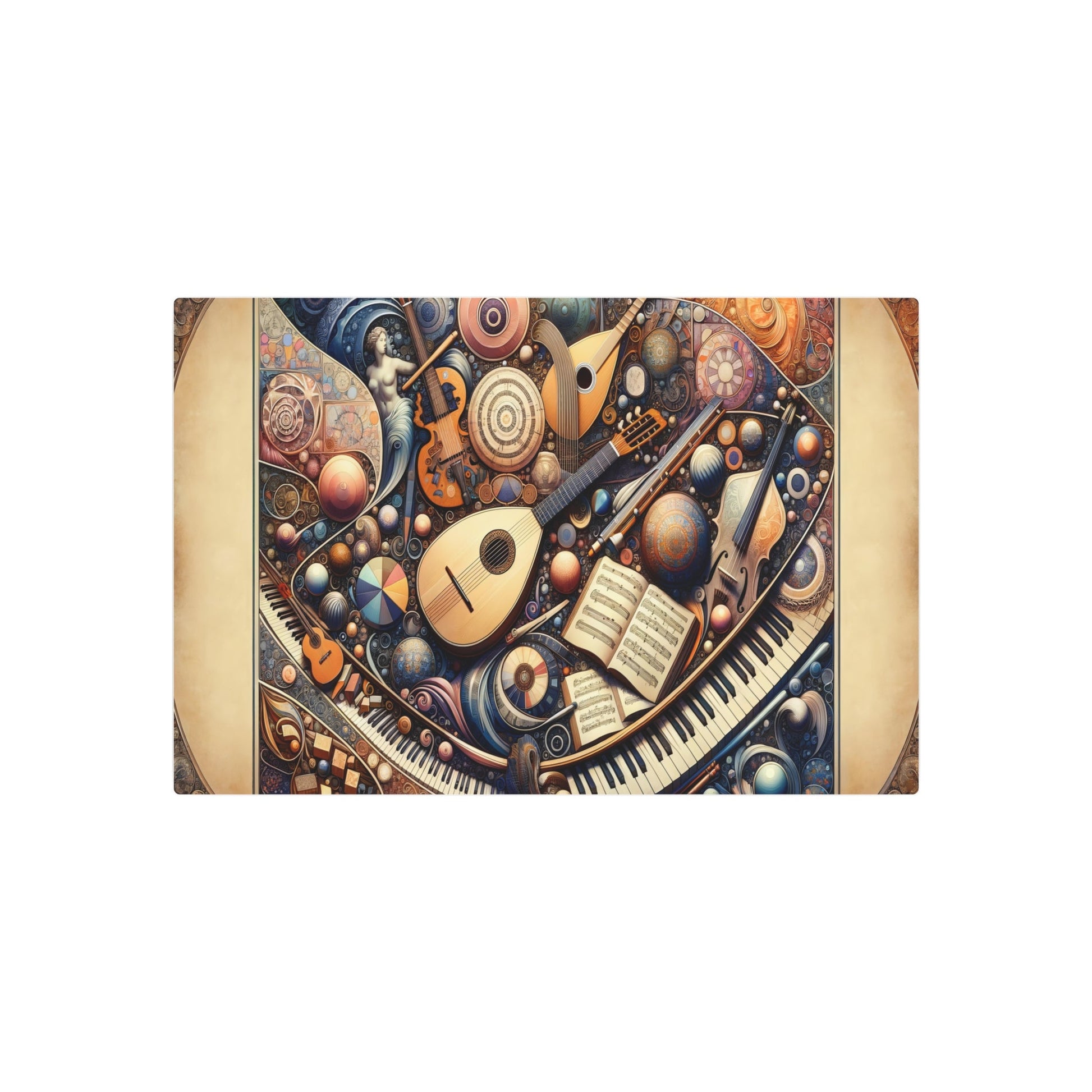 Metal Poster Art | "Renaissance Aesthetic Art Image Inspired by Fusion of Music and Art - Western Art Styles Renaissance Category" - Metal Poster Art 30″ x 20″ (Horizontal) 0.12''