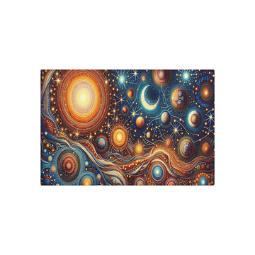 Metal Poster Art | "Australian Aboriginal Art - Celestial Theme with Traditional Patterns and Warm Hues in Non - Western & Global Styles" - Metal Poster Art 30″ x 20″ (Horizontal) 0.12''