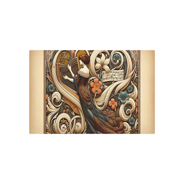 Metal Poster Art | "Art Nouveau - Inspired Late 19th Century Western Art Print: Musical Harmony in Organic Forms - Woman with Stringed Instrument Amid Floral and - Metal Poster Art 30″ x 20″ (Horizontal) 0.12''