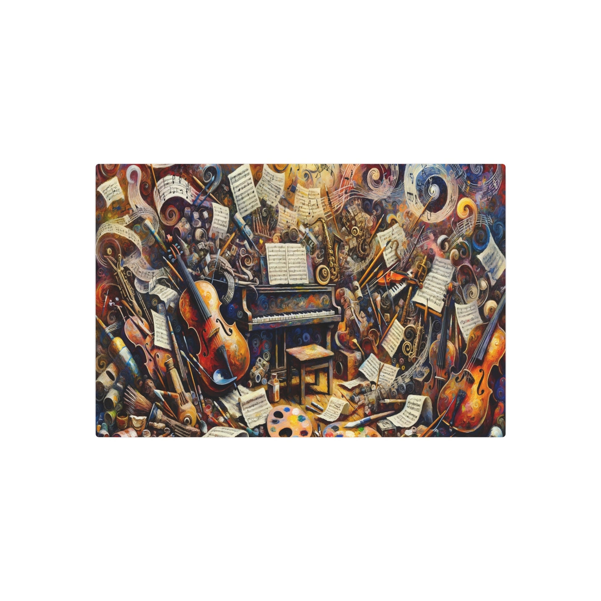 Metal Poster Art | "Post - Impressionist Western Art Painting Depicting the Interconnection of Music and Art" - Metal Poster Art 30″ x 20″ (Horizontal) 0.12''