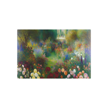 Metal Poster Art | "Romanticism Era Inspired Vibrant Garden Painting - Western Art Styles, Lush Floral Scenery in Tranquil Atmosphere, Romanticism Sub-category - Metal Poster Art 30″ x 20″ (Horizontal) 0.12''