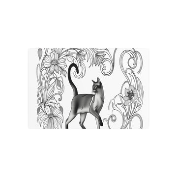 Metal Poster Art | "Art Nouveau Western Art Style - Elegant Cat Amidst Intricate Floral Patterns" - Metal Poster Art 30″ x 20″ (Horizontal) 0.12''