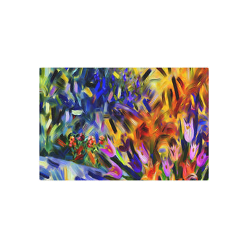 Metal Poster Art | "Modern Abstract Expressionist Art - Bold and Vivid Garden Flowers Interpretation in Contemporary Style" - Metal Poster Art 30″ x 20″ (Horizontal) 0.12''