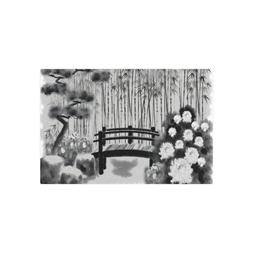 Metal Poster Art | "Sumi-e Japanese Ink Wash Painting - Authentic Asian Art Style Featuring Garden Flowers" - Metal Poster Art 30″ x 20″ (Horizontal) 0.12''