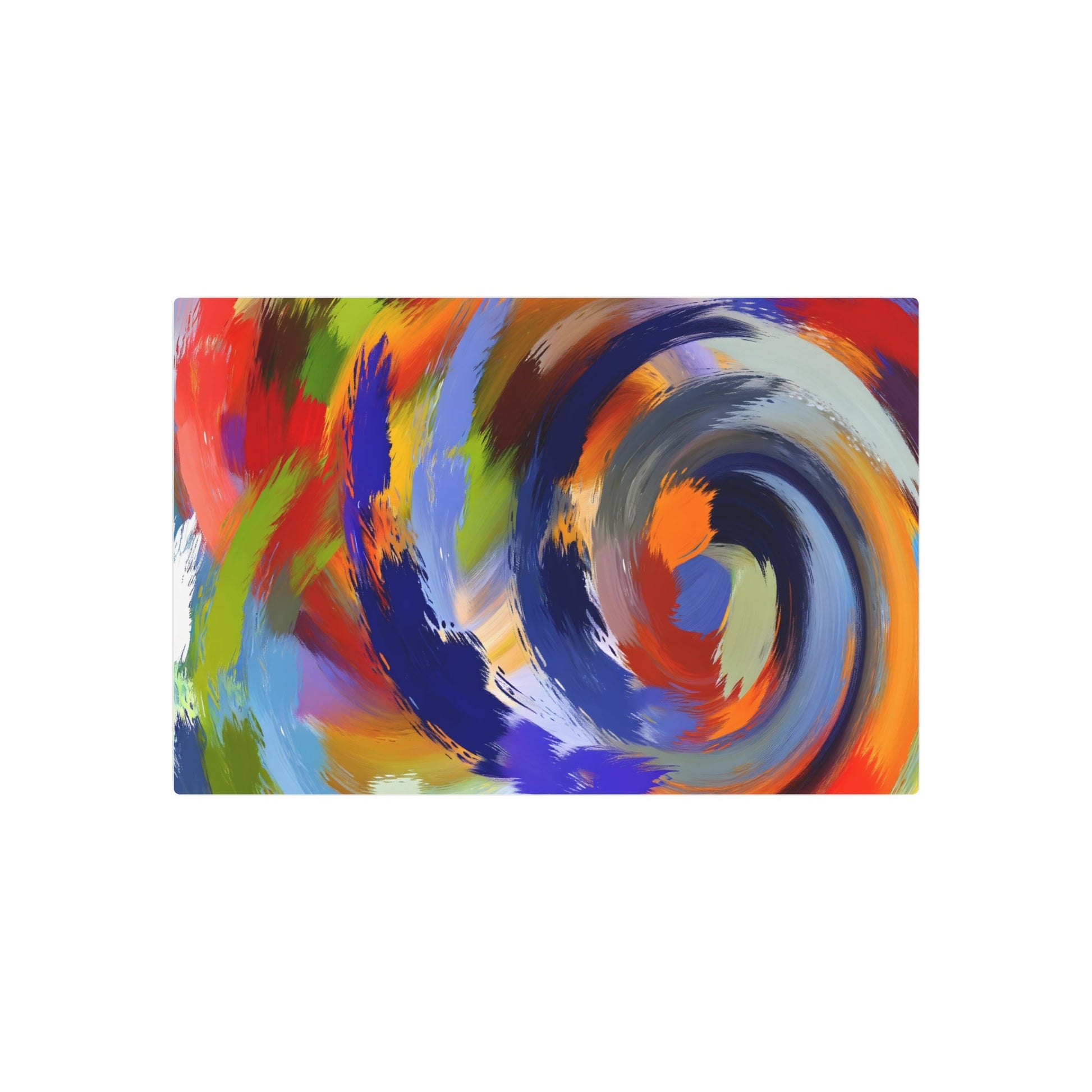 Metal Poster Art | "Modern Abstract Expressionism Artwork: Vibrant Color Swirls, Dynamic Energy and Emotion, Non-Linear Shapes in Cool & Warm T - Metal Poster Art 30″ x 20″ (Horizontal) 0.12''