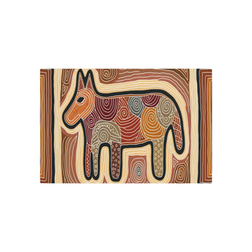 Metal Poster Art | "Aboriginal Australian Art Inspired Dog Imagery - Non-Western & Global Styles, Aboriginal Art (Australian)" - Metal Poster Art 30″ x 20″ (Horizontal) 0.12''