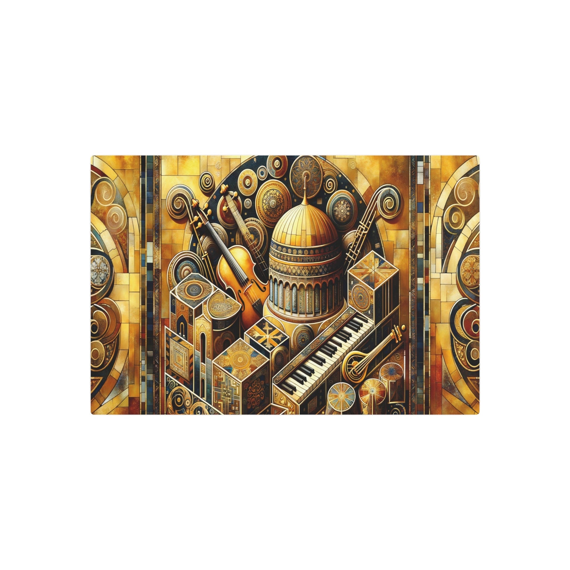 Metal Poster Art | "Byzantine Art Style Image Blending Music & Art Themes - Non Western Global Styles Category" - Metal Poster Art 30″ x 20″ (Horizontal) 0.12''