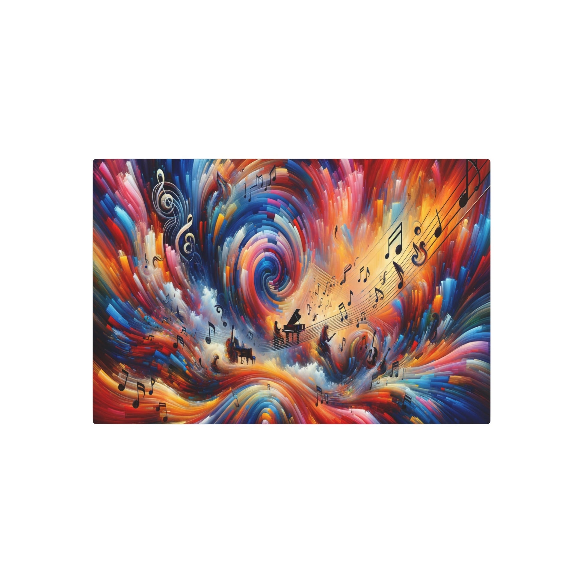 Metal Poster Art | "Expressionism Style Western Art Painting: Harmonious Fusion of Music and Art Elements" - Metal Poster Art 30″ x 20″ (Horizontal) 0.12''