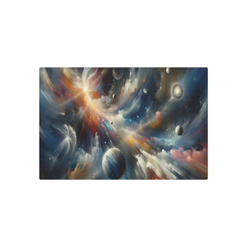 Metal Poster Art | "Abstract Expressionism Artwork: Celestial Bodies Inspired Modern & Contemporary Canvas - Stars, Galaxies, Planets and Comets Theme" - Metal Poster Art 30″ x 20″ (Horizontal) 0.12''