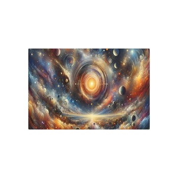 Metal Poster Art | "Expressionism Art Style: Celestial Bodies Depiction - Stars, Planets, Moon & Sun in Vivid Colors and Dynamic Shapes | Western Art - Metal Poster Art 30″ x 20″ (Horizontal) 0.12''