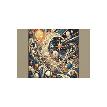 Metal Poster Art | "Art Nouveau Celestial Body Themed Illustration - Vibrant Western Art Style with Crescent Moons, Stars, Planets and Comets in - Metal Poster Art 30″ x 20″ (Horizontal) 0.12''