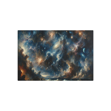 Metal Poster Art | "Romanticism Style Western Art - Celestial Body Filled Night Sky Painting" - Metal Poster Art 30″ x 20″ (Horizontal) 0.12''