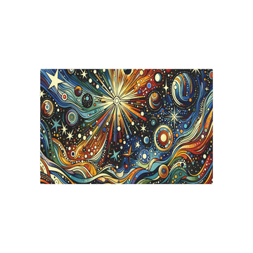 Metal Poster Art | "Modern Pop Art Style Celestial Scene Canvas - Bold Contrasting Colors with Comic Strip Techniques, Stars, Planets, and Galaxies Wall Art" - Metal Poster Art 30″ x 20″ (Horizontal) 0.12''