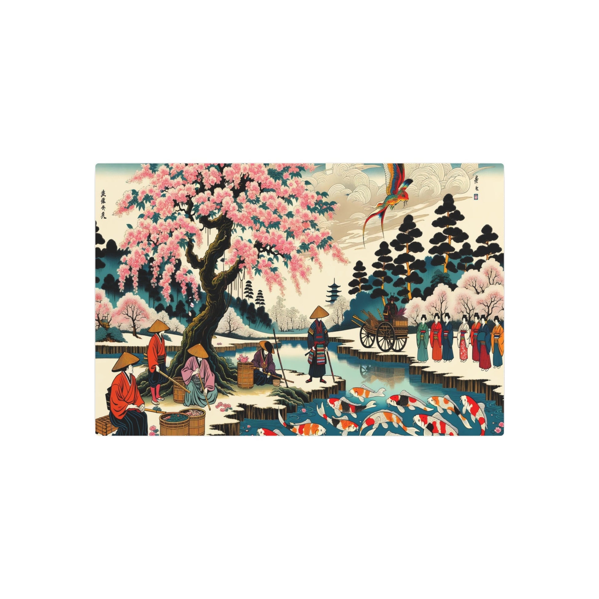 Metal Poster Art | "Traditional Edo - Era Ukiyo - e Art Print: Vibrant Japanese Scenes of Nature, Daily Life & Historical Events - Asian Art Styles Collection - Metal Poster Art 30″ x 20″ (Horizontal) 0.12''