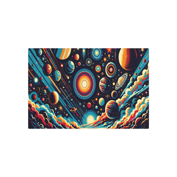 Metal Poster Art | "Pop Art Style Celestial Bodies & Outer Space Image - Vibrant Modern Contemporary Wall Art" - Metal Poster Art 30″ x 20″ (Horizontal) 0.12''