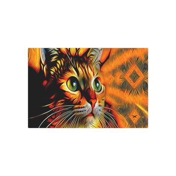 Metal Poster Art | "Baroque Style Vibrant Cat Artwork - Intricate Design and Dramatic Lighting in Western Art Styles Collection" - Metal Poster Art 30″ x 20″ (Horizontal) 0.12''