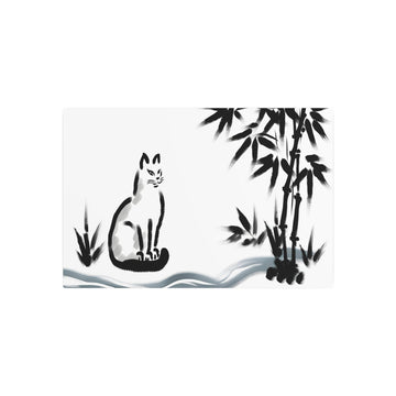 Metal Poster Art | "Serene Sumi-e Japanese Ink Wash Painting: Peaceful Cat in Asian Art Style" - Metal Poster Art 30″ x 20″ (Horizontal) 0.12''