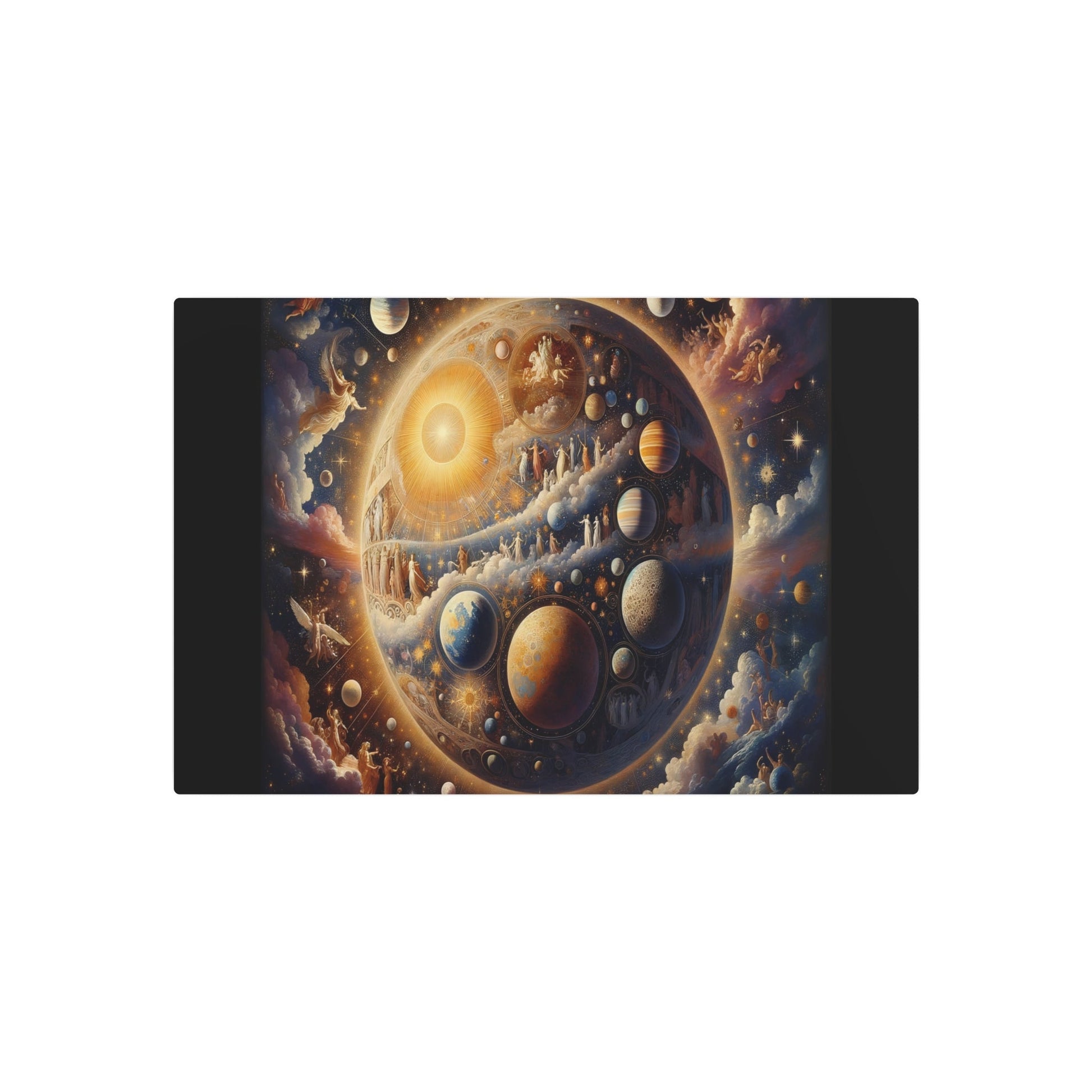 Metal Poster Art | "Neoclassical Western Art Style: Exquisite Celestial Body Depiction Featuring Stars, Planets, and Moons" - Metal Poster Art 30″ x 20″ (Horizontal) 0.12''