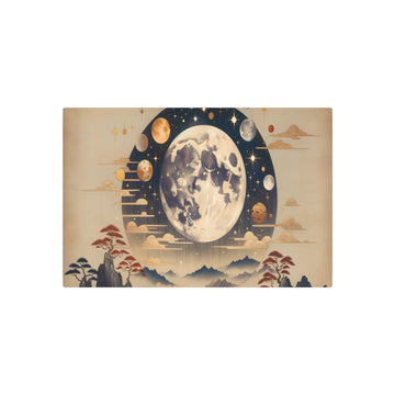 Metal Poster Art | "Kano School Inspired Japanese Artwork: Celestial Bodies in Asian Art Styles - Moon, Stars, and Planets Interpretation" - Metal Poster Art 30″ x 20″ (Horizontal) 0.12''