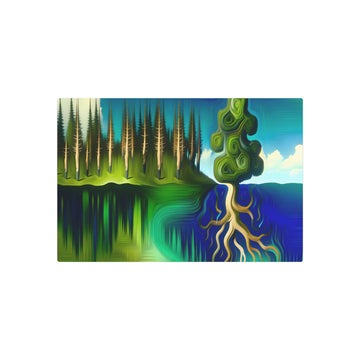 Metal Poster Art | "Modern Surrealism Art: Dream-Like Fusion of Skybound Trees & Underwater Forests - Contemporary Whimsical Wall Decor in Surreal - Metal Poster Art 30″ x 20″ (Horizontal) 0.12''
