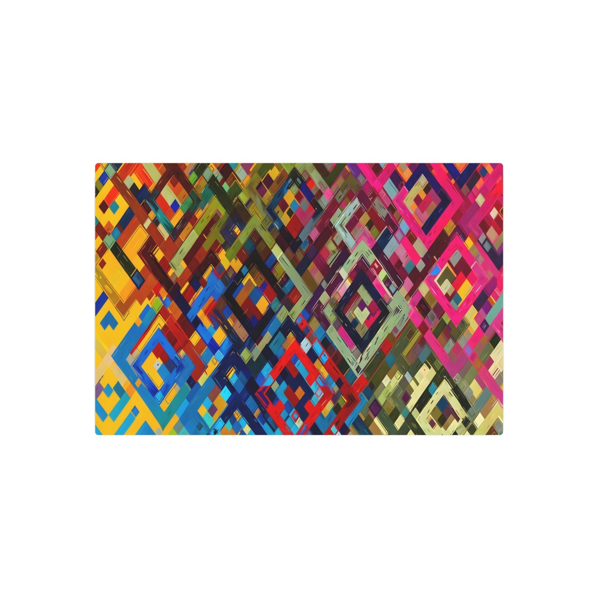 Metal Poster Art | "Vibrant Modern Digital Art - Geometric Shapes & Bold Colors in Contemporary Style Abstract Patterns" - Metal Poster Art 30″ x 20″ (Horizontal) 0.12''
