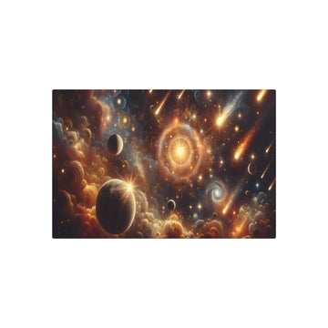 Metal Poster Art | "Baroque Western Art Style Image - Celestial Bodies, Stars, Planets and Comets Graphic Design" - Metal Poster Art 30″ x 20″ (Horizontal) 0.12''