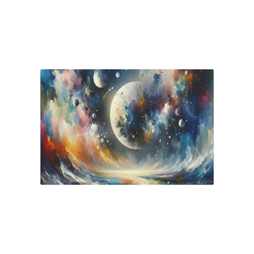 Metal Poster Art | "Abstract Expressionism Art - Celestial Body Theme Modern Contemporary Style Painting Conveying Abstract Ideas and Emotions" - Metal Poster Art 30″ x 20″ (Horizontal) 0.12''