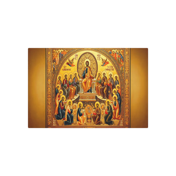 Metal Poster Art | "Byzantine Art Style Masterpiece with Symbolism and Fine Details - Non - Western & Global Styles in Gold and Flat Figures" - Metal Poster Art 30″ x 20″ (Horizontal) 0.12''