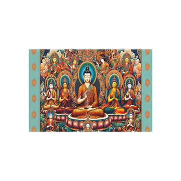 Metal Poster Art | "Intricate Tibetan Thangka Painting: Vibrant Depictions of Buddha, Bodhisattvas, and Sacred Mandalas in Traditional Asian Art Style - Metal Poster Art 30″ x 20″ (Horizontal) 0.12''