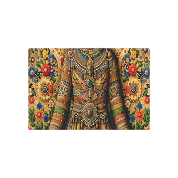 Metal Poster Art | "Mughal Miniature South Asian Art - Vibrant, Detailed Miniature Painting with Intricate Patterns and Ornate Clothing - Non - Western & Global - Metal Poster Art 30″ x 20″ (Horizontal) 0.12''