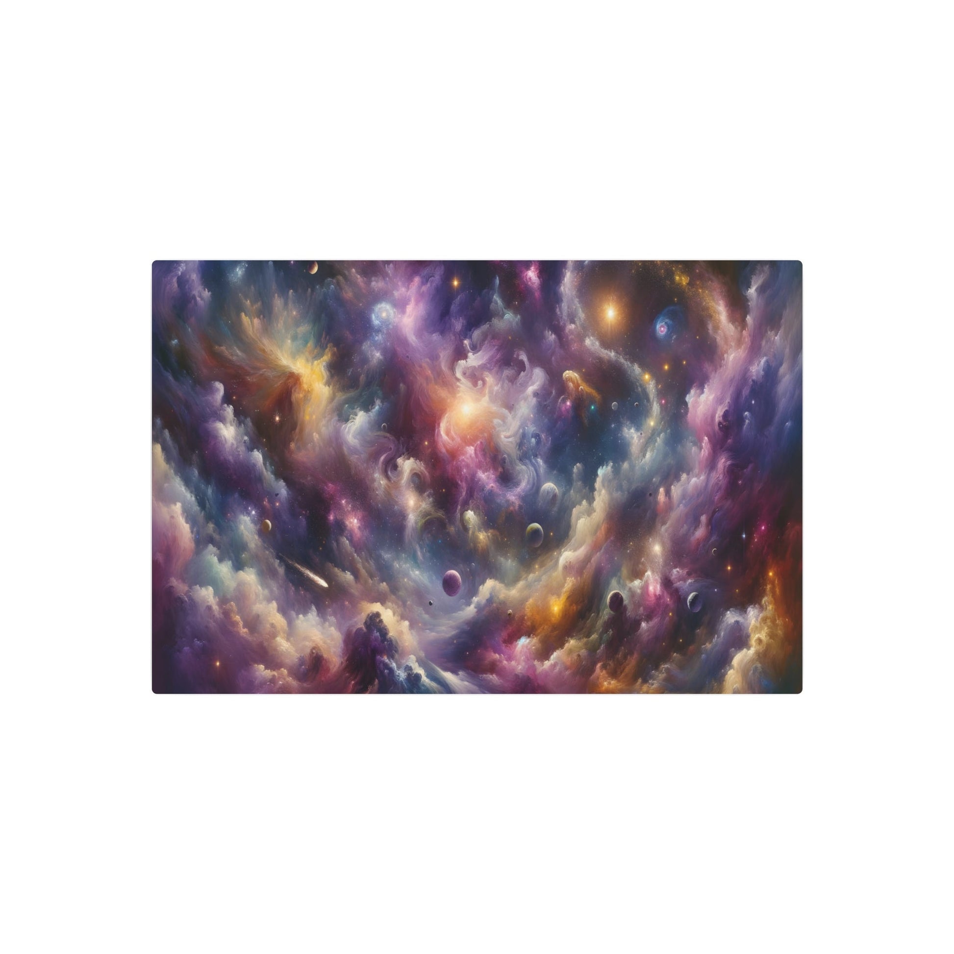 Metal Poster Art | "Modern Abstract Expressionist Art - Cosmic Dance of Vibrant Galaxies & Nebulas in Space - Contemporary Wall Decor" - Metal Poster Art 30″ x 20″ (Horizontal) 0.12''