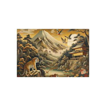 Metal Poster Art | "Kano School - Inspired Large - Scale Artwork with Bold Brush Strokes and Gold Leaf - Dalle - 3 Japanese Style Nature Depictions - Metal Poster Art 30″ x 20″ (Horizontal) 0.12''