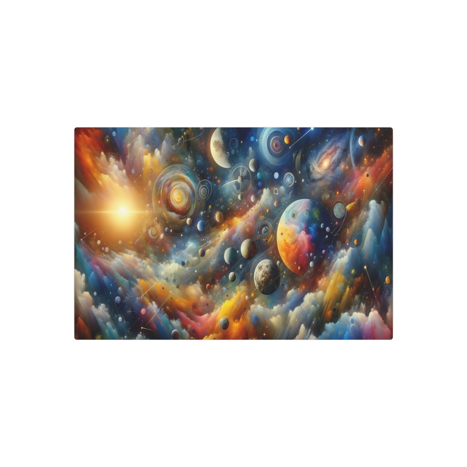 Metal Poster Art | "Post - Impressionist Western Art Style - Celestial Bodies, Stars, Planets, Moon and Galaxies Painting" - Metal Poster Art 30″ x 20″ (Horizontal) 0.12''