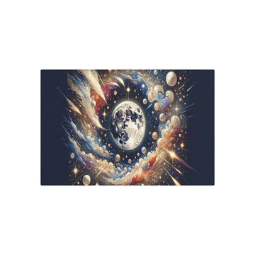 Metal Poster Art | "Chinese Silk Painting Art - Celestial Body Theme with Night Sky, Stars, Moon & Comets - Asian Art Styles Collection" - Metal Poster Art 30″ x 20″ (Horizontal) 0.12''