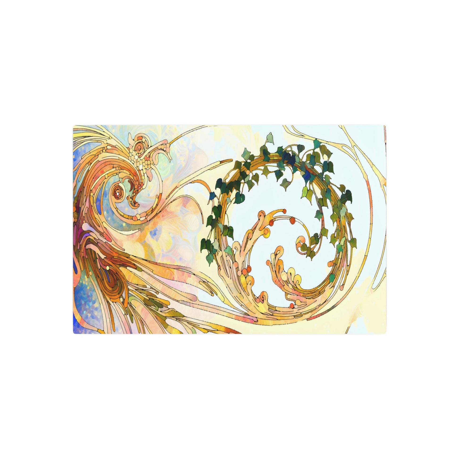 Metal Poster Art | "Art Nouveau Inspired Western Art Style Image with Intricate Flowing Designs and Nature-Inspired Motifs" - Metal Poster Art 30″ x 20″ (Horizontal) 0.12''