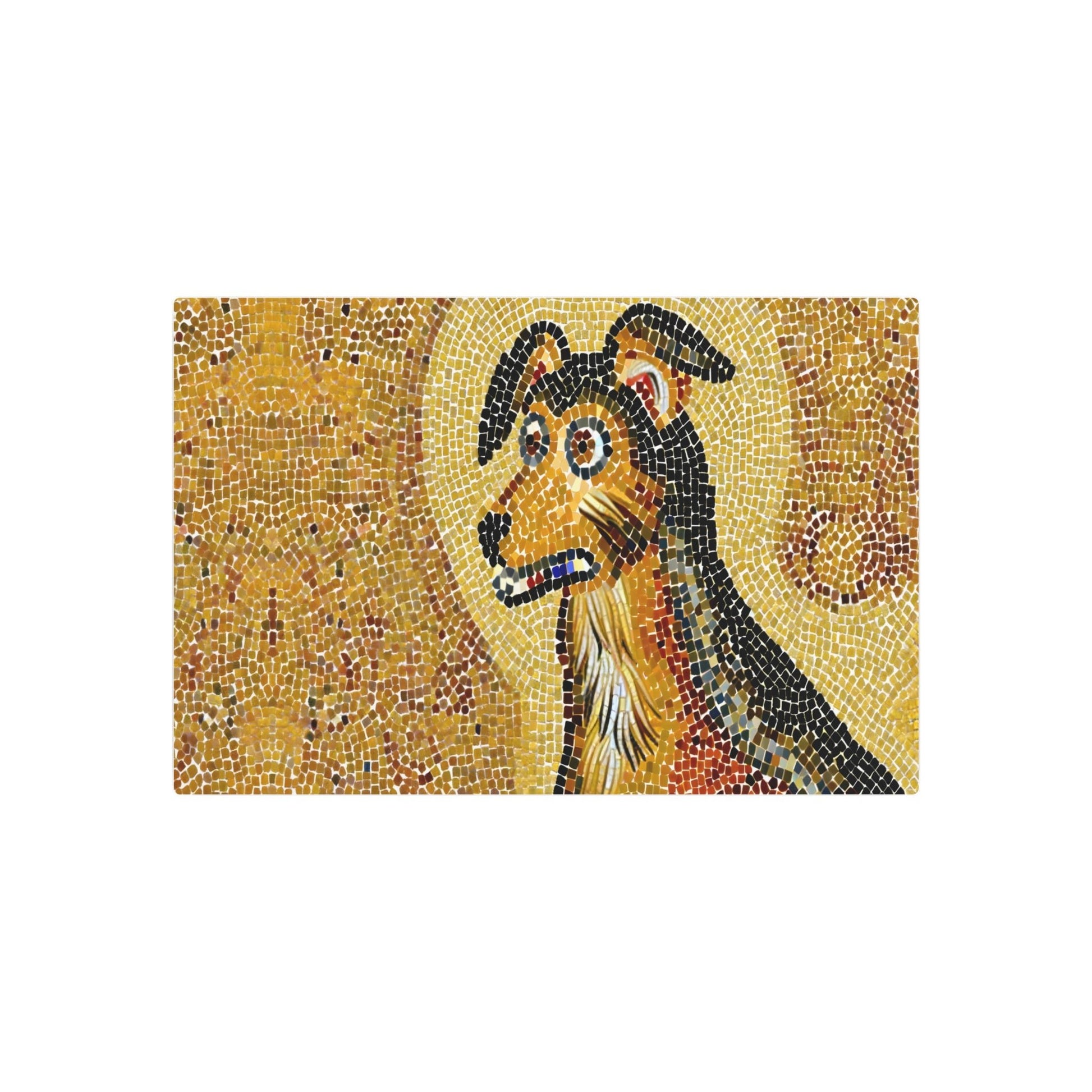 Metal Poster Art | "Byzantine Art Style Dog Image with Detailed Mosaics and Gold Backgrounds - Unique Non-Western & Global Styles Artwork" - Metal Poster Art 30″ x 20″ (Horizontal) 0.12''