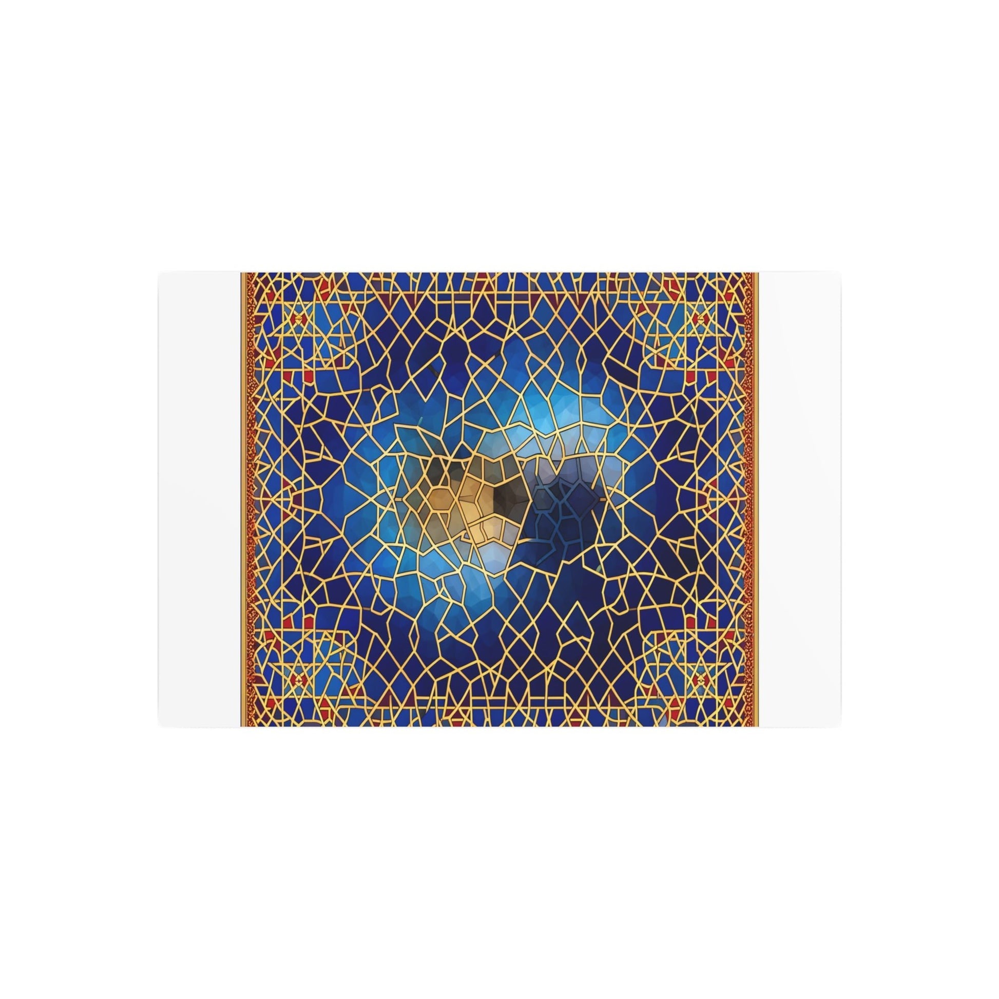 Metal Poster Art | "Global Styles Islamic Geometric Patterns with Unique Cat Design - Non-Western Art" - Metal Poster Art 30″ x 20″ (Horizontal) 0.12''