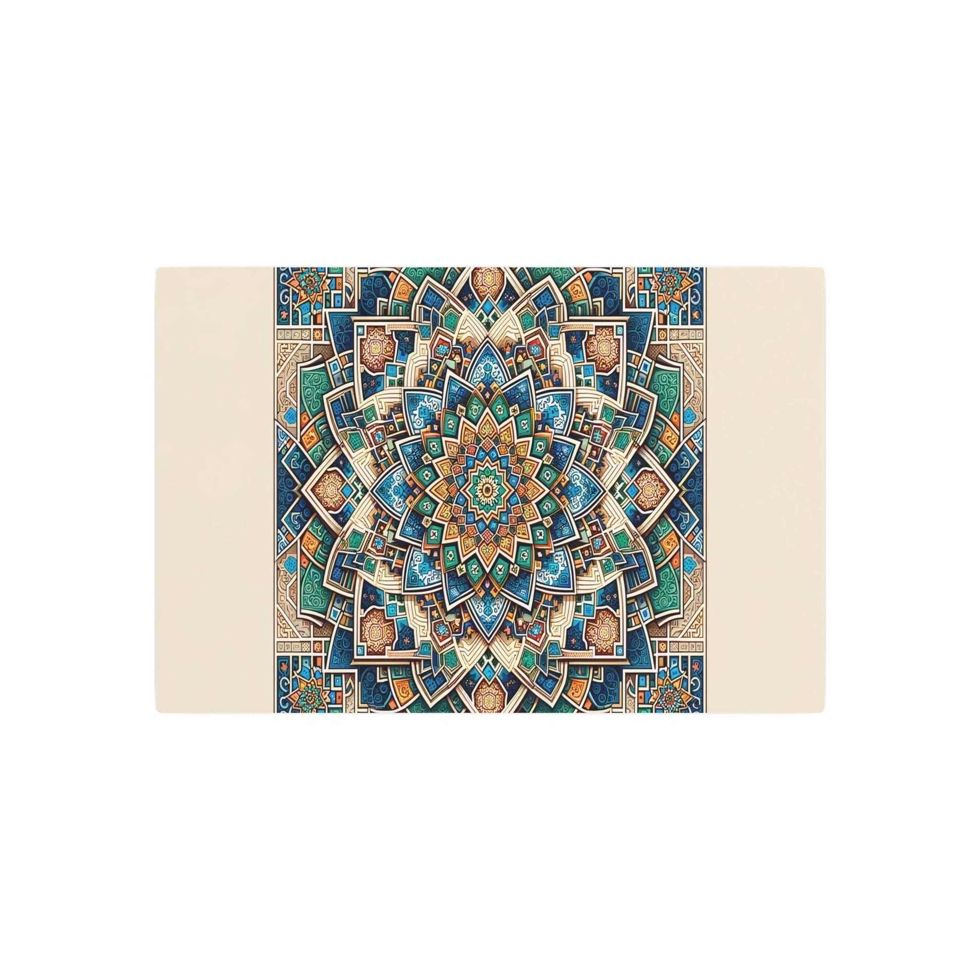 Metal Poster Art | "Vibrant Islamic Geometric Pattern Artwork Inspired by Traditional Mosque Decorations - Non - Western & Global Styles Collection" - Metal Poster Art 30″ x 20″ (Horizontal) 0.12''