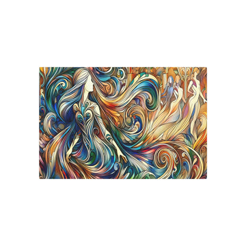 Metal Poster Art | "Art Nouveau Western Style Artwork: Intricate Patterns & Natural Elements with Elegant Figures, Flowing Lines, Vivid Colors" - Metal Poster Art 30″ x 20″ (Horizontal) 0.12''