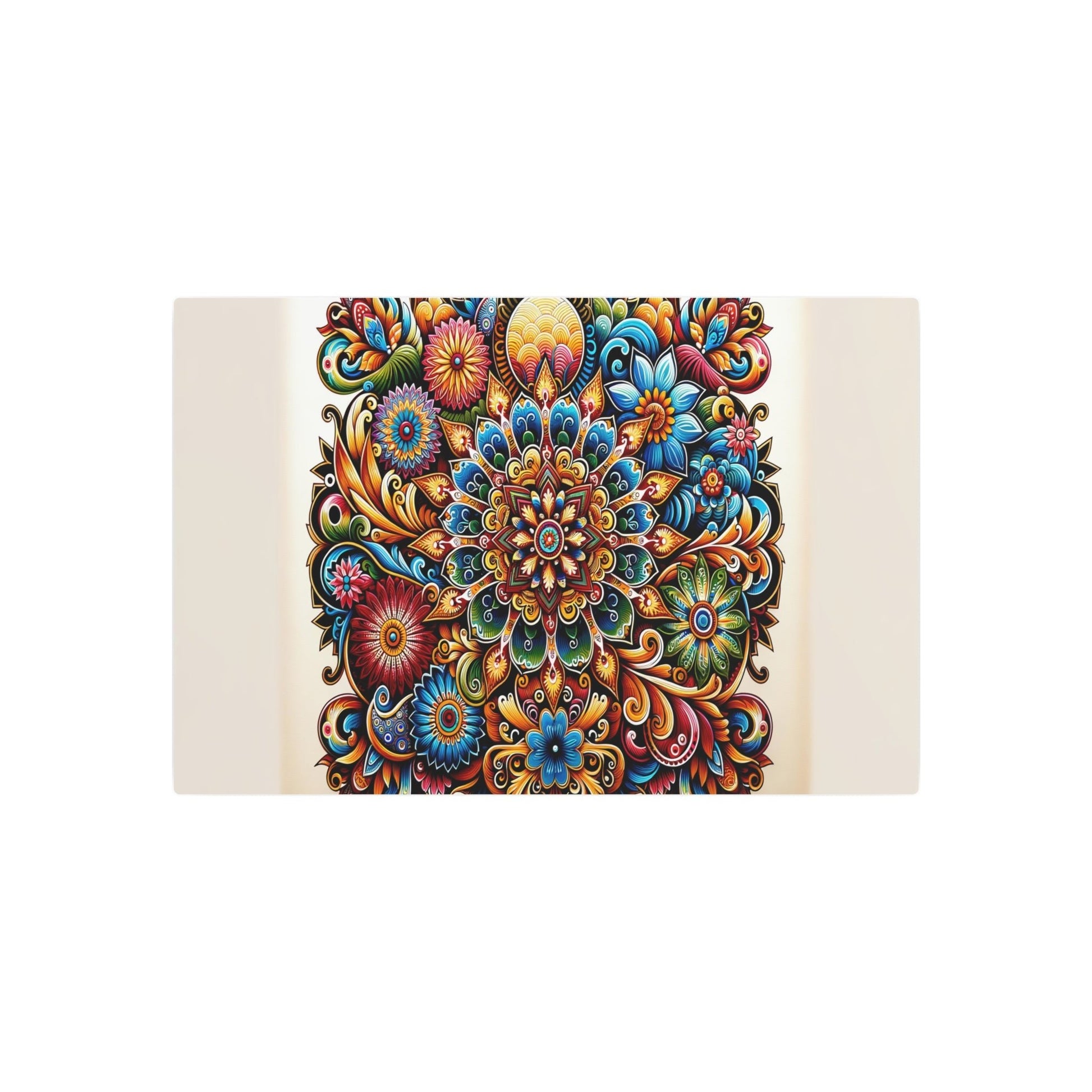 Metal Poster Art | "Indonesian Batik Style Artwork - Vibrantly Colored and Intricately Designed Piece Inspired by Traditional Batik Textiles in Non - West - Metal Poster Art 30″ x 20″ (Horizontal) 0.12''